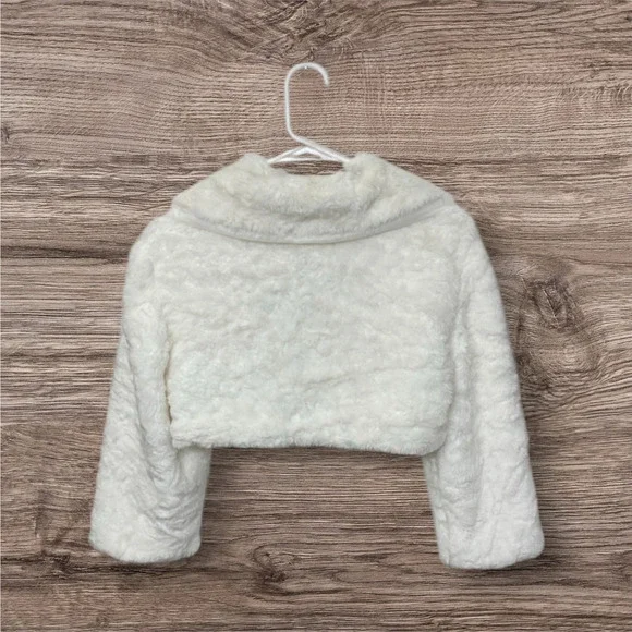 VTG Y2K Wet Seal Womens Faux Fur Bolero Jacket Front Clasp Sz Large 3/4 Sleeves - Picture 2 of 6